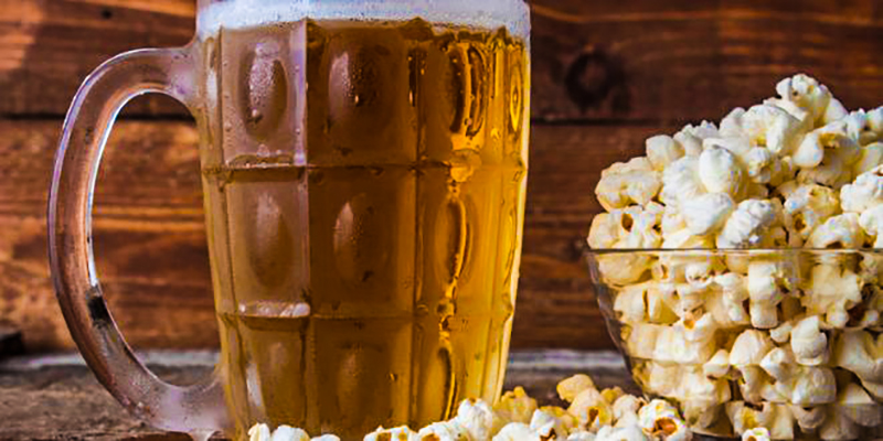 beer and popcorn